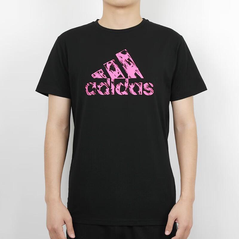 Adidas American Retro Letter Logo Print Sports Casual Short Sleeve T-Shirt Men Tops Black Purple ADITSG2SMU-BP-1