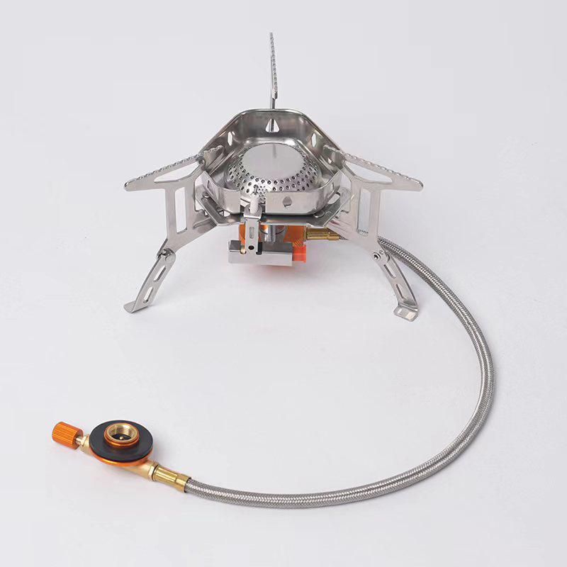Portable Windproof High-Fire Mini Camping Gas Stove - Stainless Steel Foldable Design