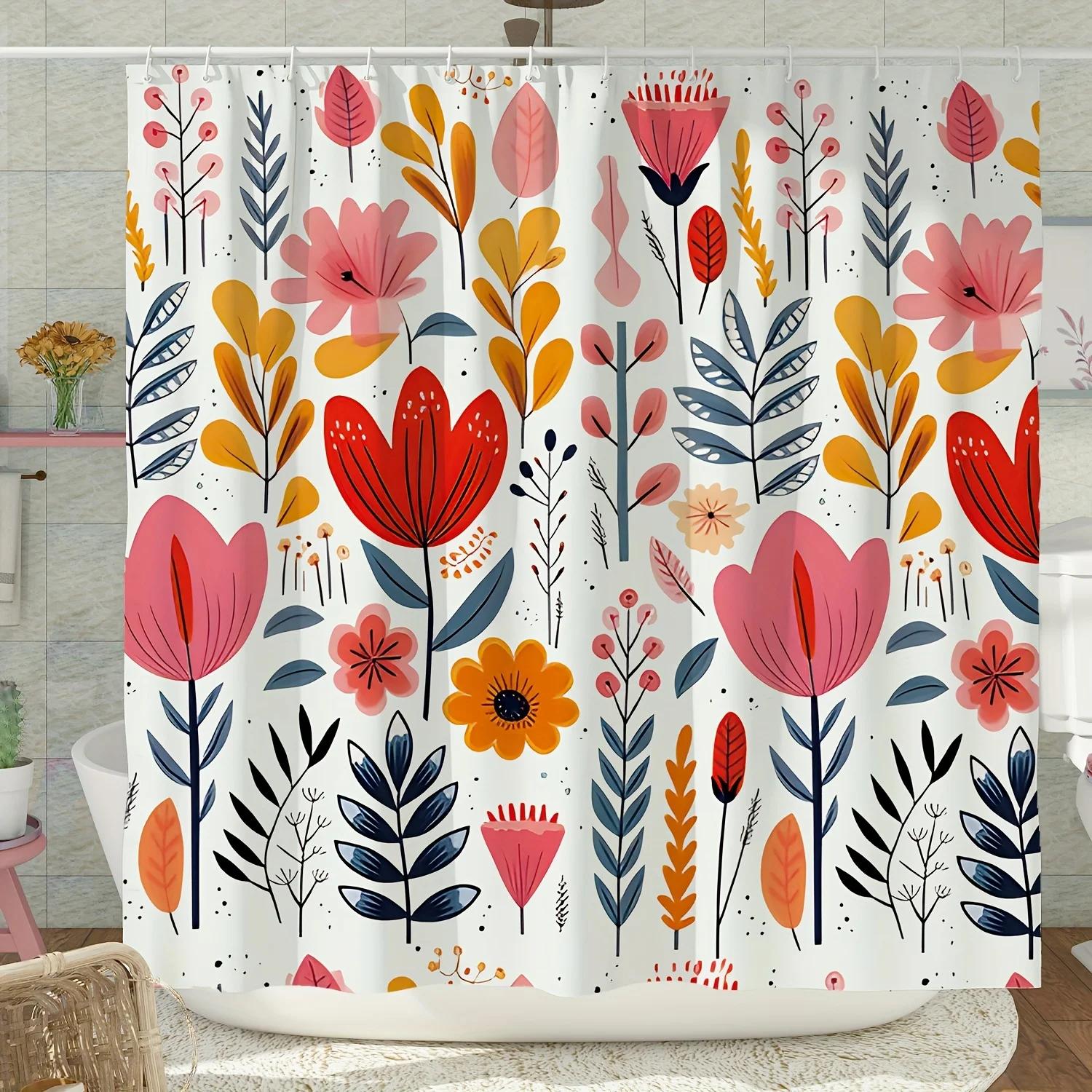 

Elegant Watercolor Floral Design Waterproof Shower Curtain – Perfect for Adding a Vibrant and Artistic Touch to Your Bathroom W90xH180cm