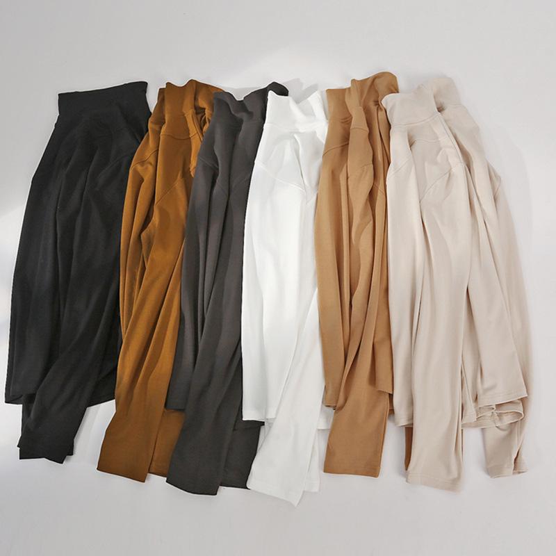 Strato Base Dimagrante Collo Alto Senza Cuciture di Nicchia - Manica Lunga, Patchwork, Capo d'Abbigliamento Casual