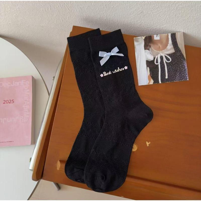 Ladies Spring and Autumn Lovely Assorted Bow Cake Pile Pile Socks