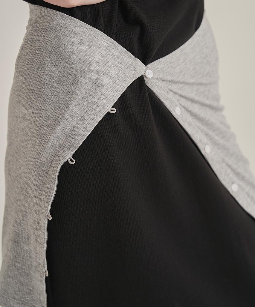 Iteoneolmomeonteu Multi-Way Button Slim Top & Skirt _ Gray