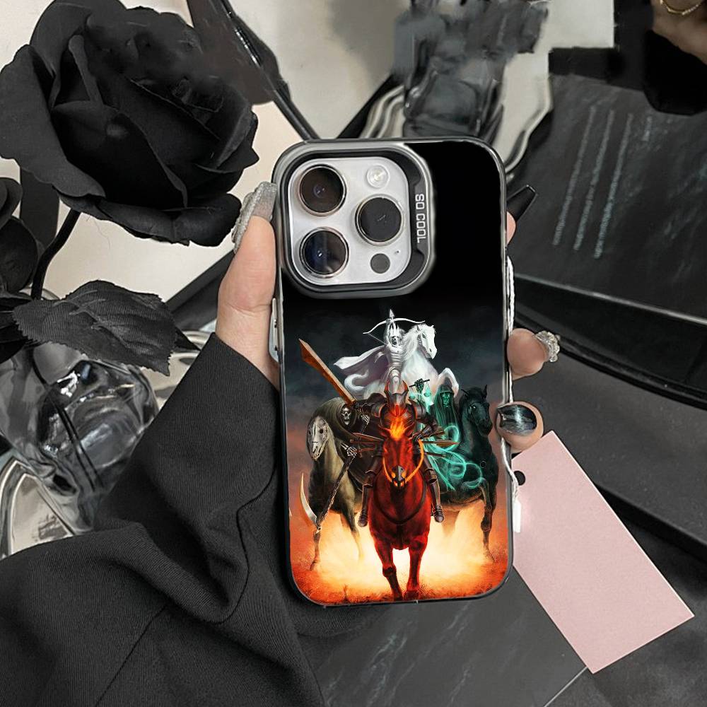 Anti-war U-Four Horsemen Apocalypse Phone Case For IPhone 16 17 15 14 12 13 Pro Max Black Color Shockproof Cover