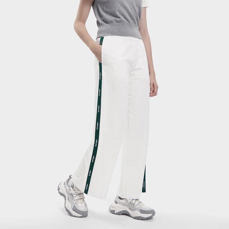 FILA Color Block Loose Wide Leg Knitted Retro Sports Long Pants Women bottoms Cloud-Mushroom-White F51W429605A-WT