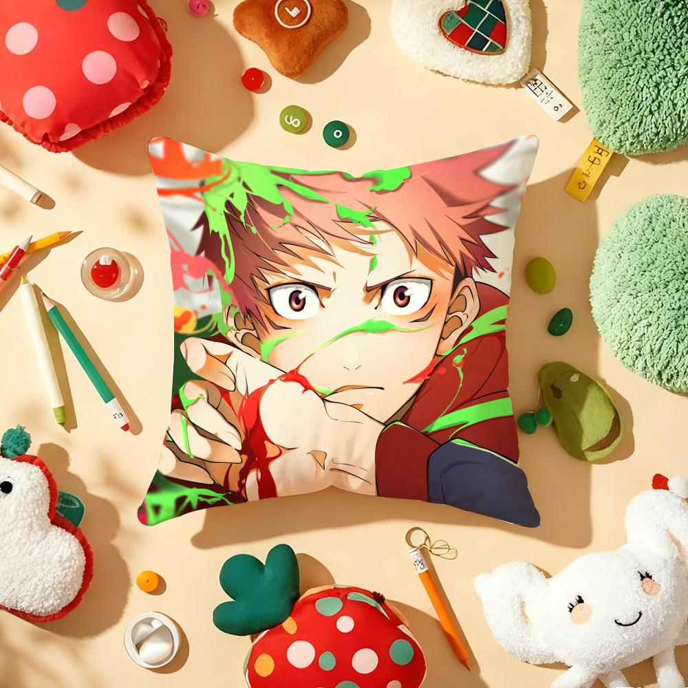 JJujutsu Kaisen Ryomen SukunaS Cushion Cover Plush Fabric Soft DoubleSided Printed Sofa Warm Winter Home Gift Pillow Cover