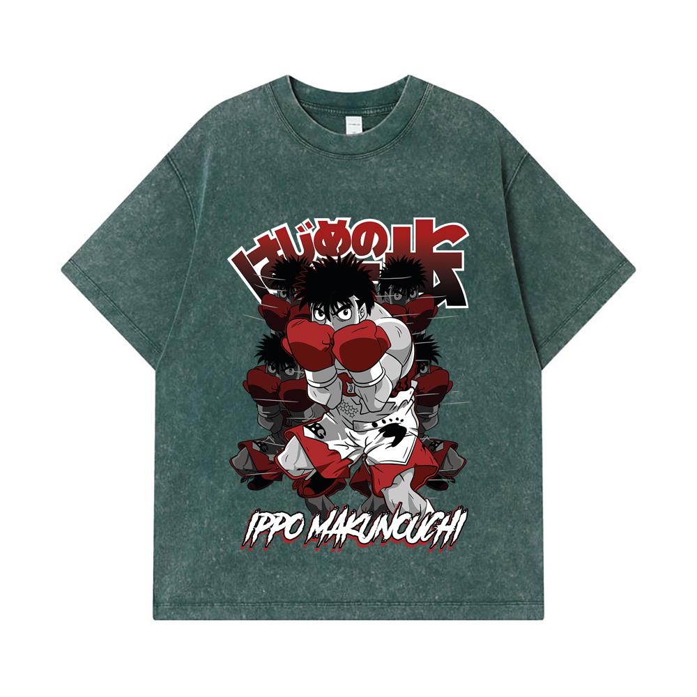 275 GSM Washed T-shirts 100% Cotton Hajime no Ippo V11 Ippo Print Unisex Heavy Cotton T Shirt