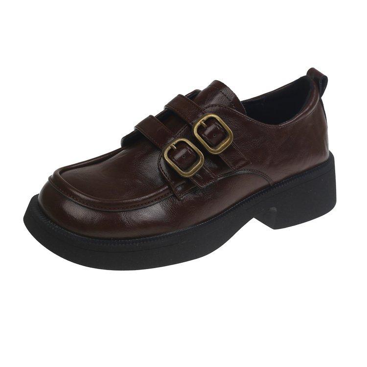 Black Loafers Women's 2025 New Summer British Small Leather Single Shoes Soft Platform Sandals Burst One Pedal Outside Wear