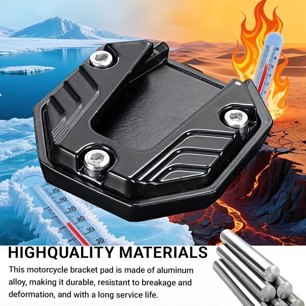 Motorcycle Kickstand Pad Plate Support Accessory, Aluminum Alloy Parking Stand Support Plate, Soft Ground, Grass, Hot Pavement, Outdoor Parking, Anti