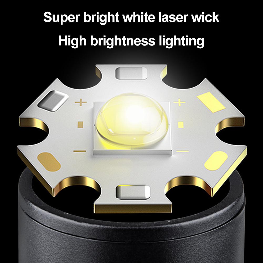 Ultra-Bright Rechargeable Flashlight Portable Outdoor Emergency Mini Work Light with White Laser Whistle for Camping Hiking