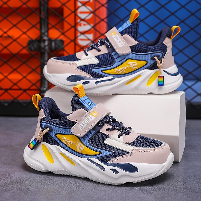 Children's Shoes Boys Lightweight Soft Thick-soled Primary School Students Running Sports Shoes Medium and Older Children's Mesh Breathable Casual Da