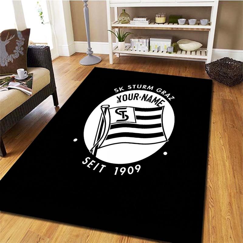Sk Sturm Graz Crest Custom Name Carpet Rug For Living Room Bedroom Home Sofa Decoration Kids Play Nonslip Floor Mat