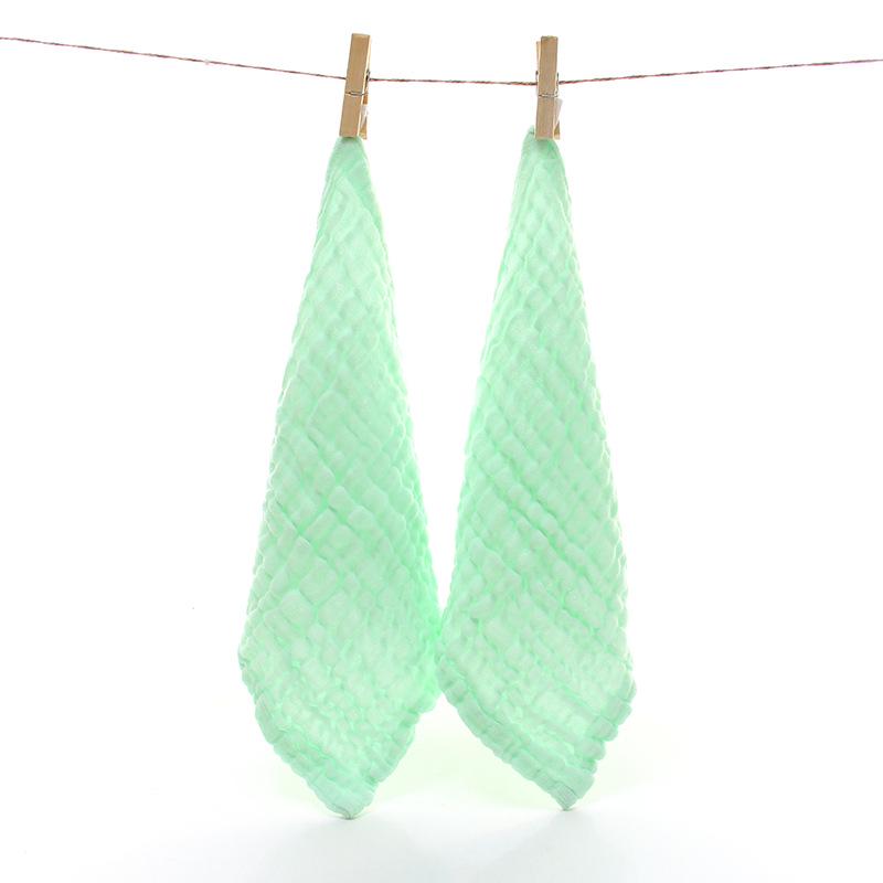 

6-Layer Cotton Seersucker Infant Washcloth & Drool Bib Towel with Lanyard 30x30 cm зелёный