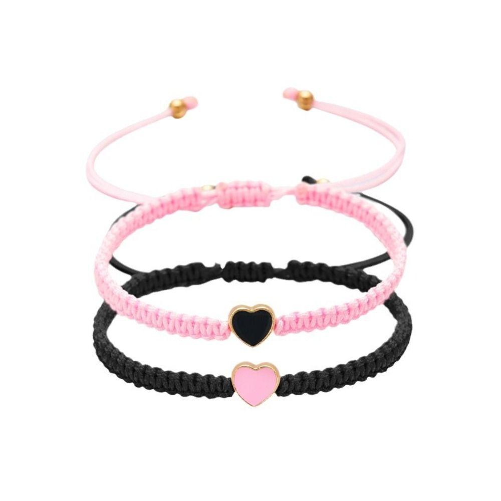 Love Heart Couple Bracelet Contrasting Colors Fortune Bracelet Heart Shape Bracelet  Decoration