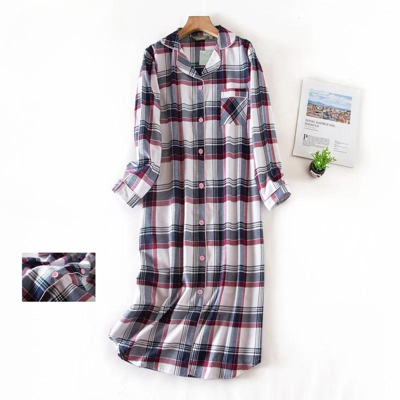 

Большие размеры женская пижама клетчатый дизайн средней длины рубашка ночная рубашка женское нижнее белье одежда XXL