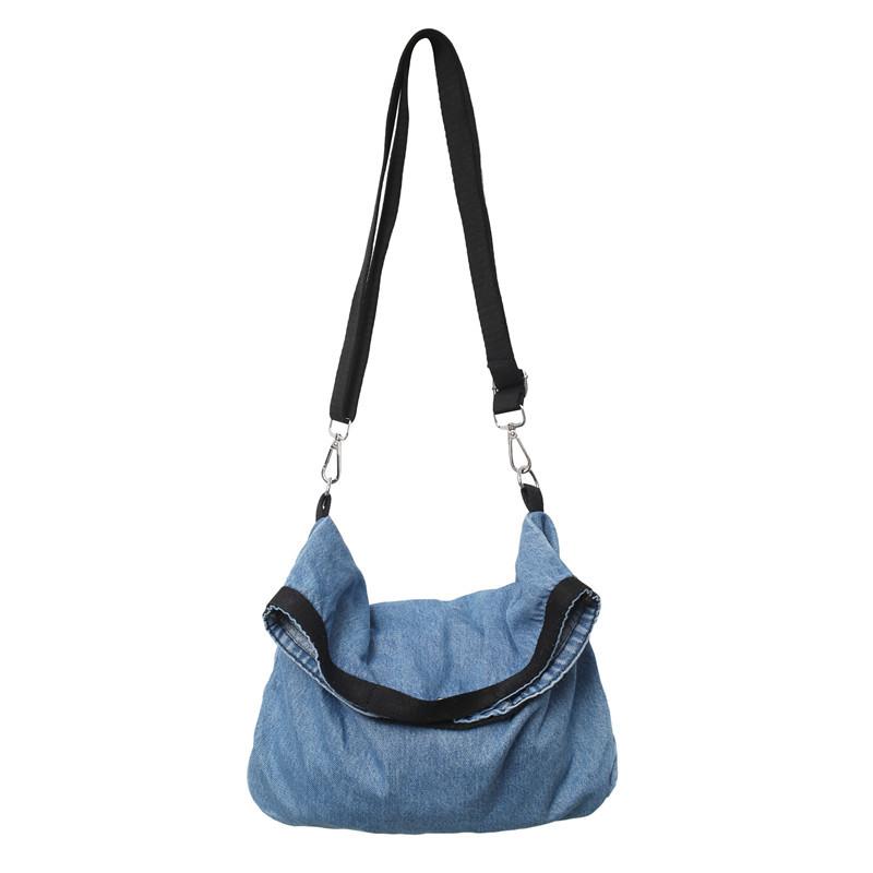 Denim Çanta Büyük Kapasiteli Omuz Çantası Kadın Crossbody Çanta Düz Renk Messenger Çanta