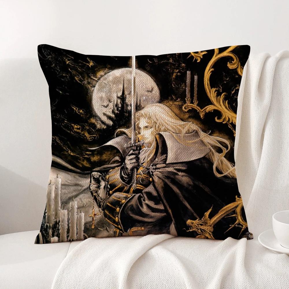 Anime C-Castlevania Cushion Cover Summer Coolness Linen Fabric Double-Sided Printing Pillow Case Sofa Home Decor Gift