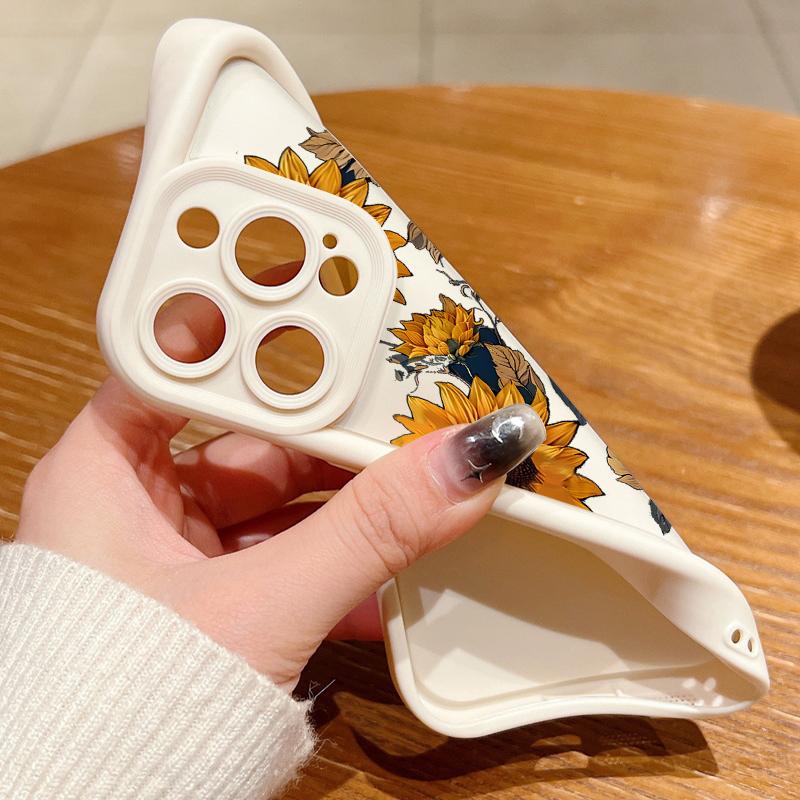 Sunflowers Pattern Case For iPhone 16 Pro Max 16e 15 14 13 12 11 XR XS 8 7 Flowers Patterned Shockproof Soft Silicone Colourful Phone Cover