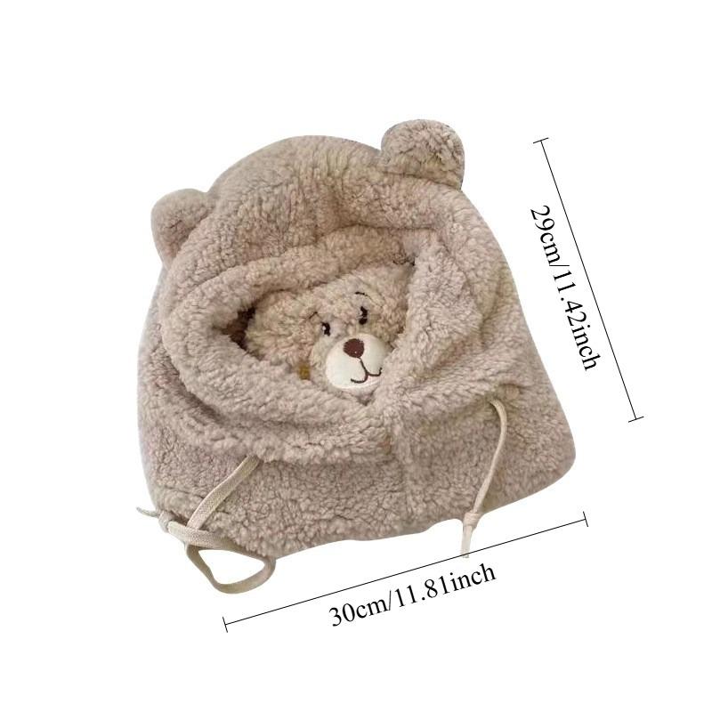 Căciulă de iarnă cu desene animate și mască Urs Miel Căciuli cu urechi Calde Îngroșate Protecție pentru urechi Căciuli tip Skullies pentru Femei Fete Kawaii
