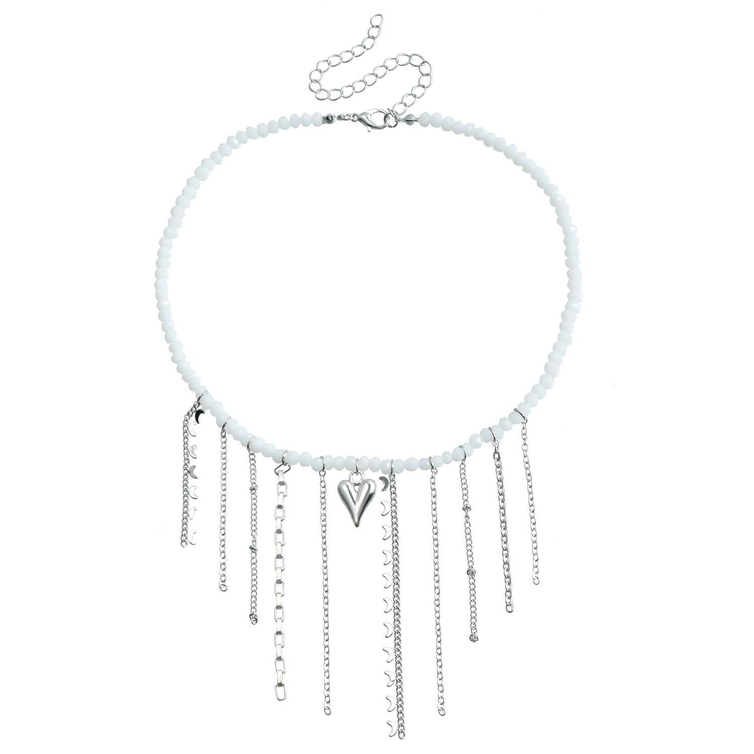 

Французское ожерелье-цепочка с кисточкой из черного хрусталя и бусин, персонализированный дизайн, универсальное ожерелье любви