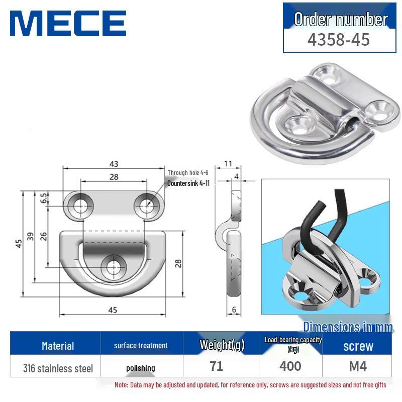 Heavy Duty D-Ring Truck Bed Tie-Down Hook with Triangle Latch