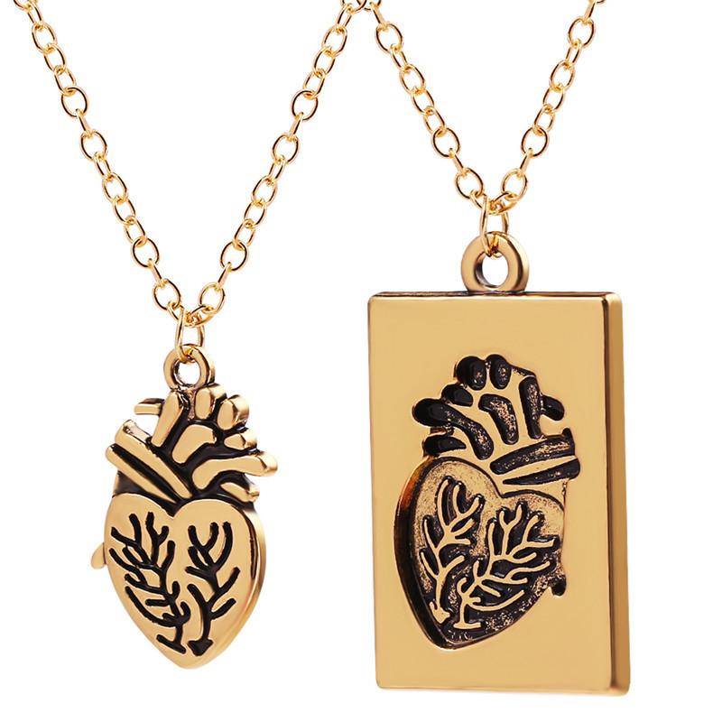 Heart Shape Goth Matching Couple Necklaces Punk Goth Friendship Couple Necklace for Him and Her Matching Pendant Necklaces for Dating Daily Wear золотой