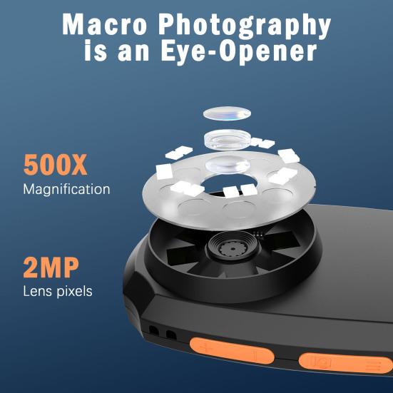 Dětský digitální mikroskop 500X Mini přenosný kapesní mikroskop s kamerou s 2palcovým IPS displejem, vestavěných 8 LED, vzdělávací vědecký experiment, zvětšování