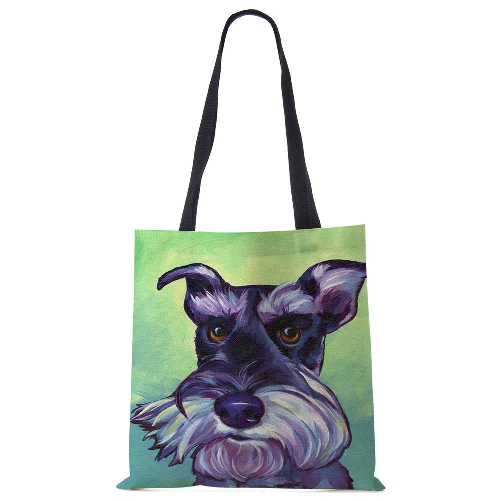 Schnauzer Dog Painting Handbags For Women Lady Korean Shoulder Bag Casual Shopping Shopper Bags Large Capacity CLE