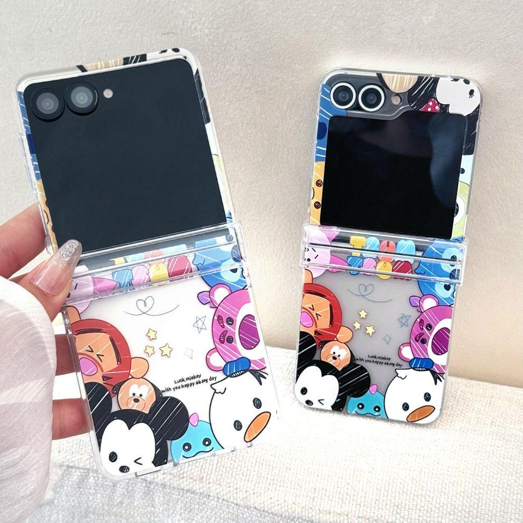 Mickey & Minnie Cartoon Samsung Z Flip7 Anti-Drop Case for Women - Creative, Foldable Screen Protection, Compatible with Z Flip6