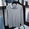 Men's Lapel Small V-Neck Long Sleeve Knitwear Autumn Winter Solid Color Waffle Sweater Casual Trend Menswear