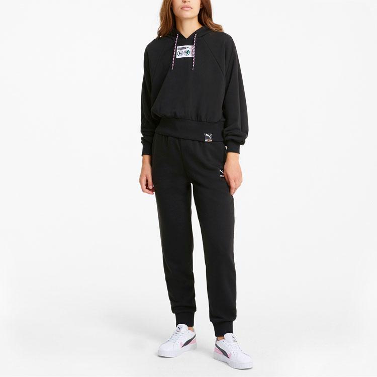 Puma Pi Printed Drawstring Short Sports Hoodie Women hoodies Black 531352-01