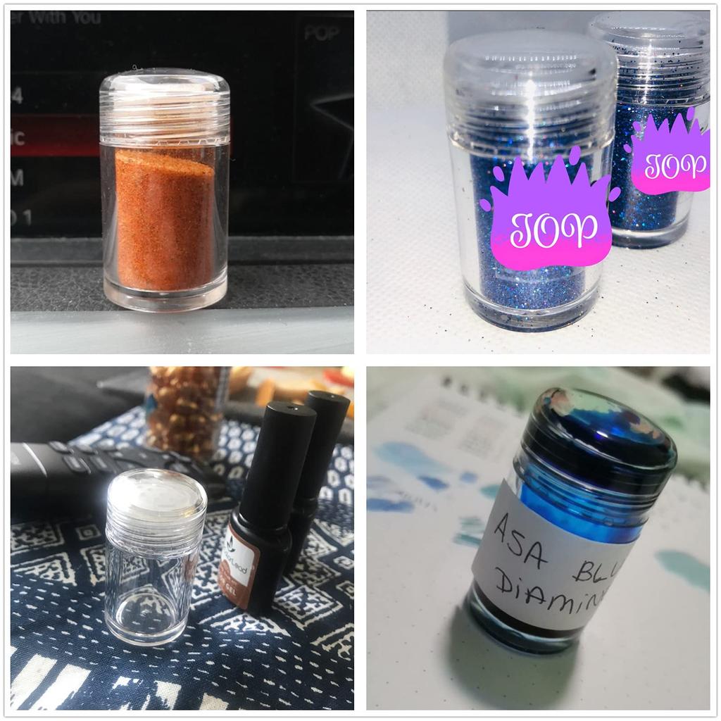 Powder Case Refill Set of Small Dispensing Powder Nail Glitter Portable Small Dispensing Containers Bottles, 6, Perforated, Clear, Bottles, Bottles,