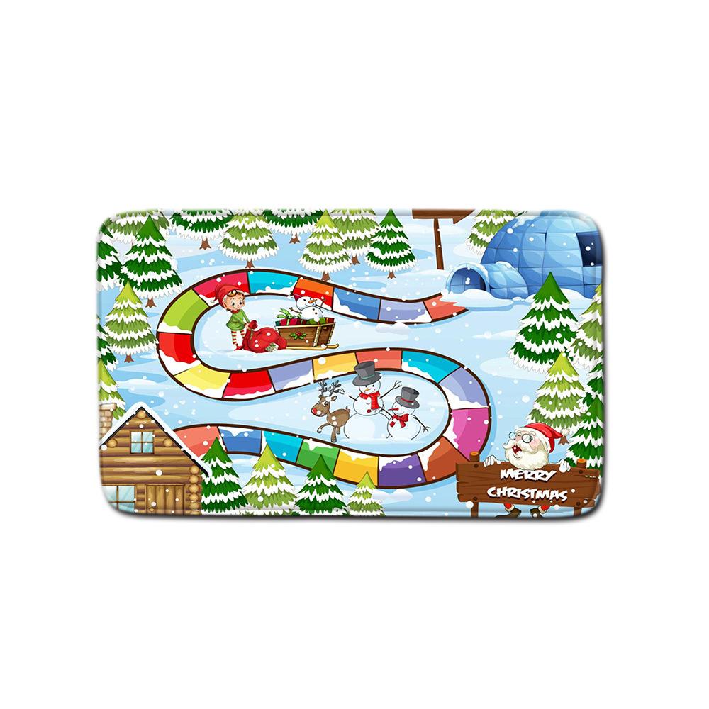 Christmas Shower Curtain Four-Piece Toilet Floor Mat Non-Slip Doormat Water Absorption And Dust-Proof Carpet