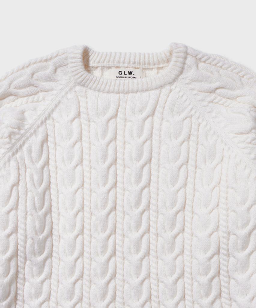 GLW Raglan Cable Knit Ivory