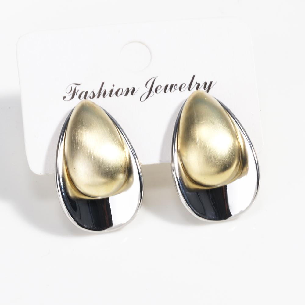 New Design High Quality Fashion Two-Color Plated Brushed Metal Grop Earrings Elegant Women's Daily Work Jewelry Accessories
