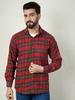 Rotes Tartan-Kammgarn-Baumwoll-Flanellhemd – Langarm, 180 g/m²