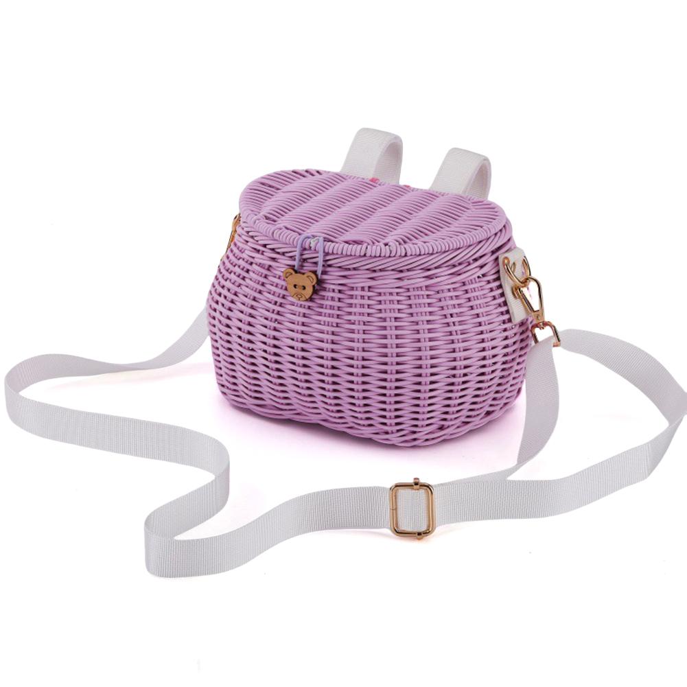 Cesto de Bicicleta Infantil Plástico Tecido Cesto de Bicicleta Bicicletas Infantis Cesto de Vime Cesto Dianteiro de Bicicleta Mochila Acessórios de Bicicleta