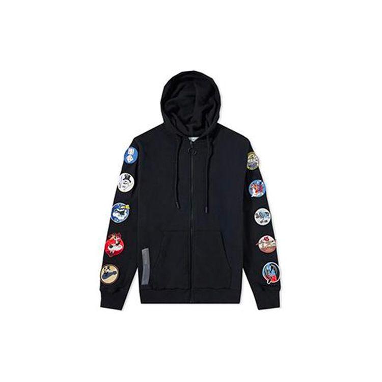 Off-White Back Arrow Badge Zip-Up Hoodie Men Outerwear Black OMBB030G20FLE0011000
