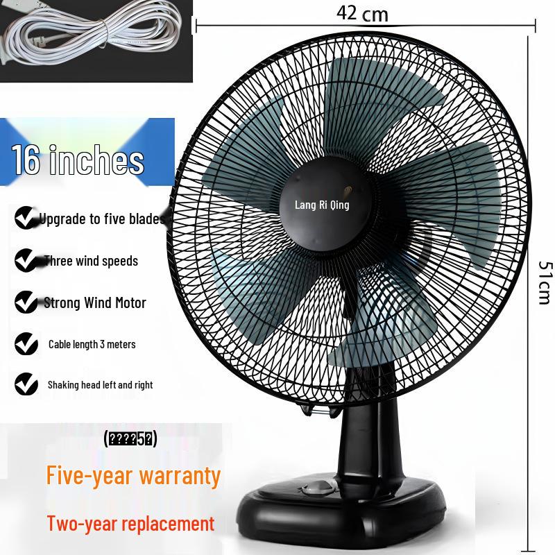 Tichý 16palcový oscilační stolní ventilátor pro domácnost, kancelář, studentskou kolej nebo k použití u postele