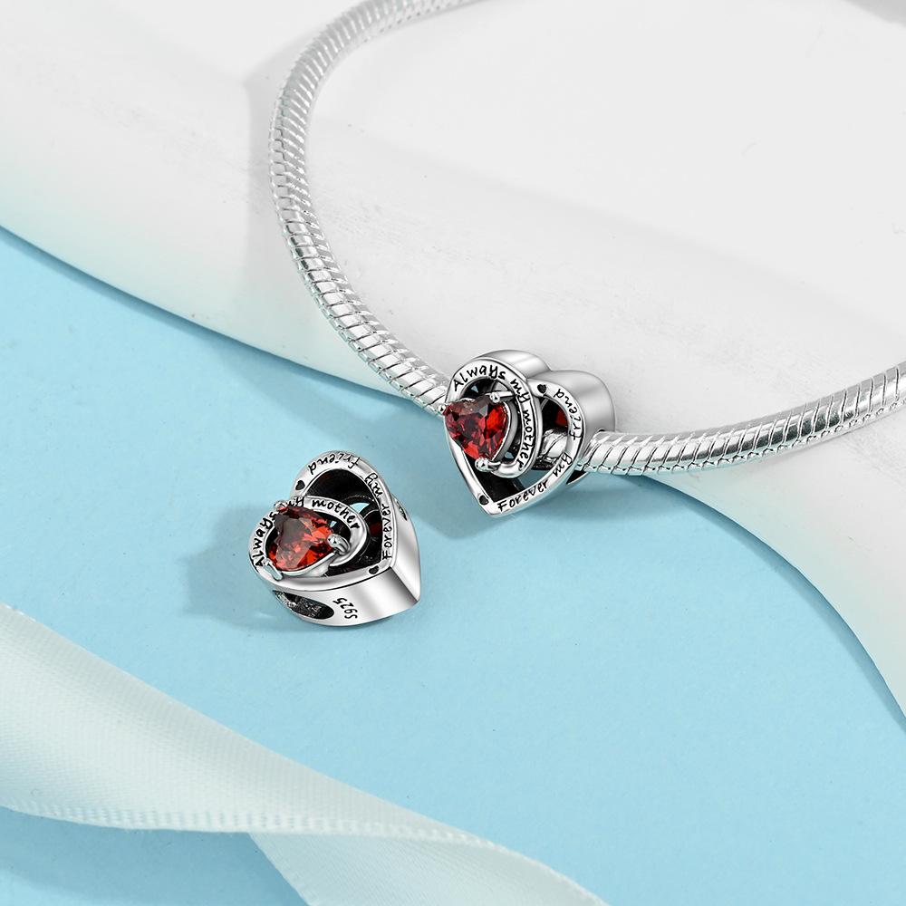 S925 Silver DIY Heart Shaped Bead Jewelry Accessories Fashion Birthday Gift For Girls Love Gemstone Beading Craft Supplies