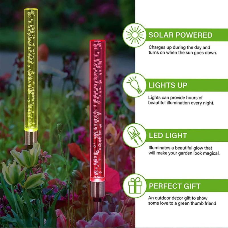 1Pc Solar Bubble Bar Garden Light Outdoor Color Changing Solar Landscape Path Light For Terrace Lawn And Courtyard Decor
