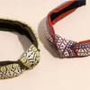 Fashion Women's And Girls Ethnic Bohemian Plaid Headbands with Center Knot for Ladies Daily Hair Hoops Accessory