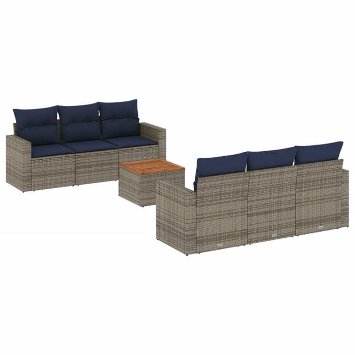 VidaXL Garden Lounge Set with Cushions 7 Pcs, Patio Sofas, Furniture Set, Outdoor Terrace Furniture, Grey 3256348