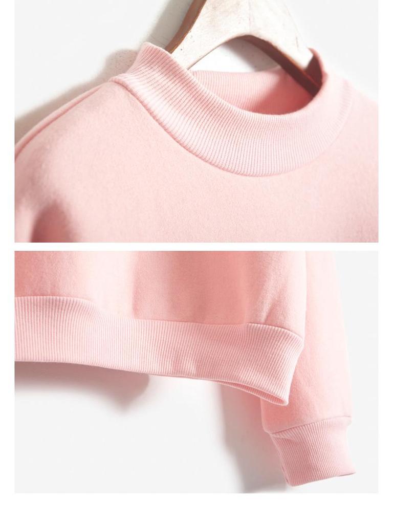 Cross-Border Solid Color Half-High Neck Sweatshirt – Custom Image Option Available