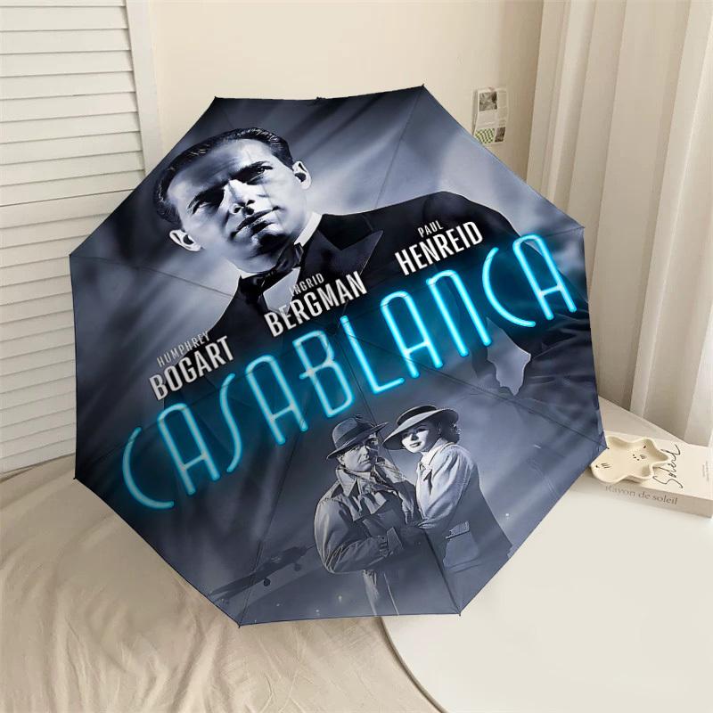 

1pc Casablanca Automatic Open/Close Umbrella Compact Folding Umbrella with 8-Rib Shaft lightweight esign, for Women/Men1171A