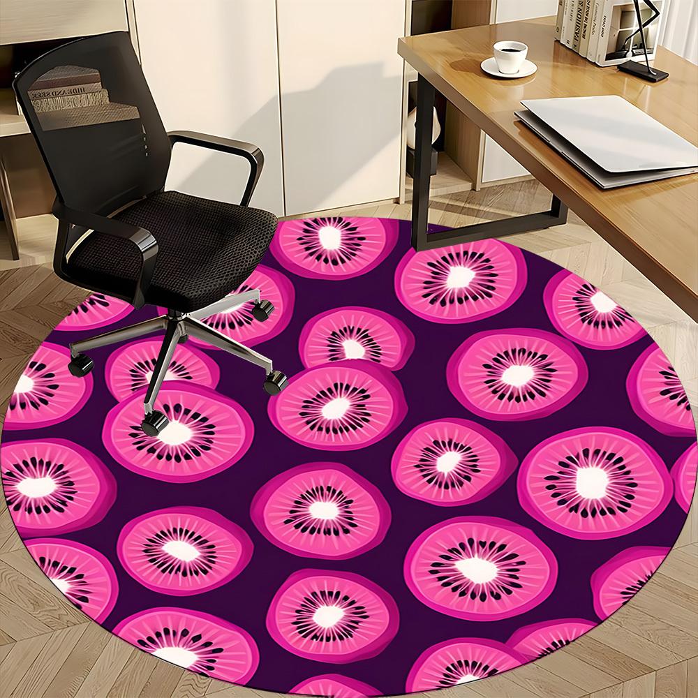 1pc Kiwi Pattern Office Round Area Rug, Under Office Chairs Bedroom Living Room Home Decor, Room Deco, Available in Various Sizes