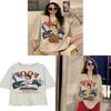 Vintage American Style T Shirt For Women With Cotton Material And Cartoon Print For Summer Casual Wear