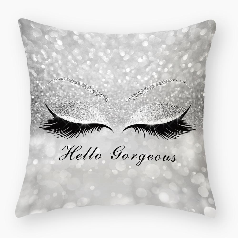 Ins Eyelash Printing Pillowcase Peach Leather Velvet Pillowcase Pillowcase Super Soft Pillowcase Sofa Decoration Pillow