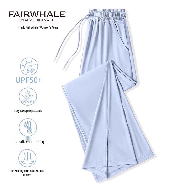 

Mark Fairwhale Women s Ice Silk Wide-Leg Sports Pants with Side Slits XL (130-150 lbs)