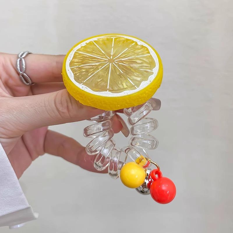 

Explosive Lemon~Cute Durable Phone Line Hairband Head Rope Women s High End Summer Ponytail Hair Tie Leather SL