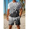 Men's Casual Sportswear Set, Breathable Outdoor Leisure Round Neck T-Shirt and Shorts Set, Summer Digital Print Set for Adults